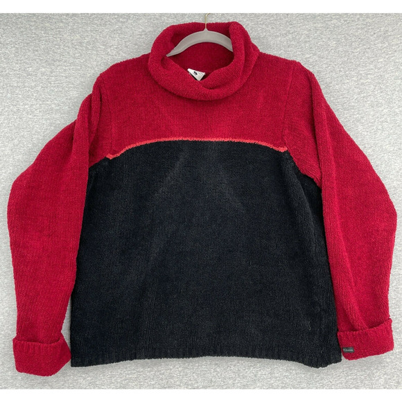 Columbia Sweater Womens Large Red Black Knit Pullover Turtle Neck Long Sleeve - Picture 1 of 10